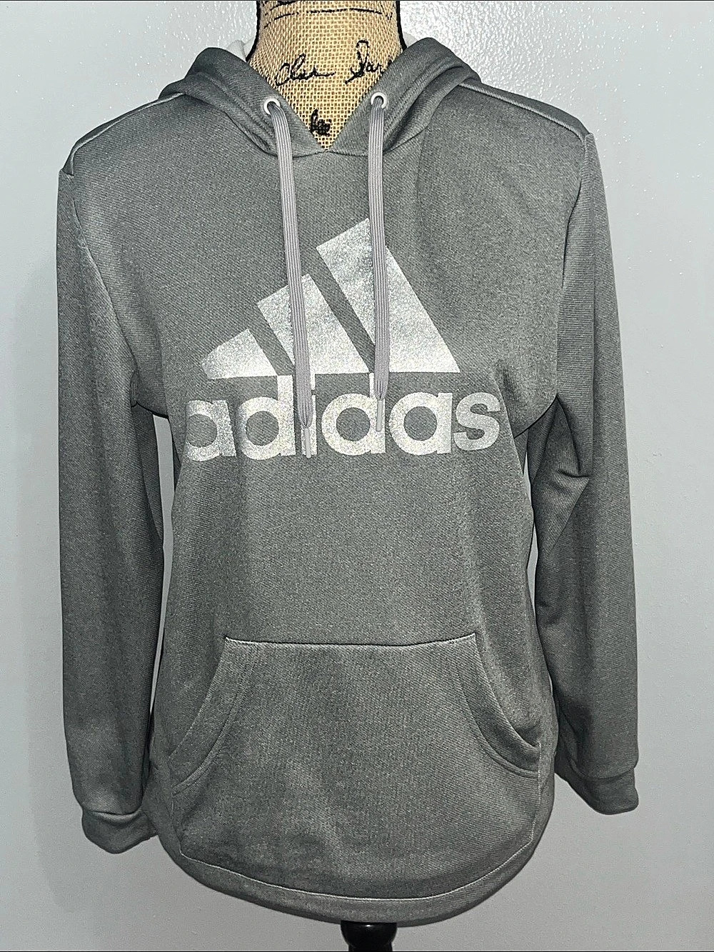 Adidas Gray Sparkly Logo Pullover Hoodie